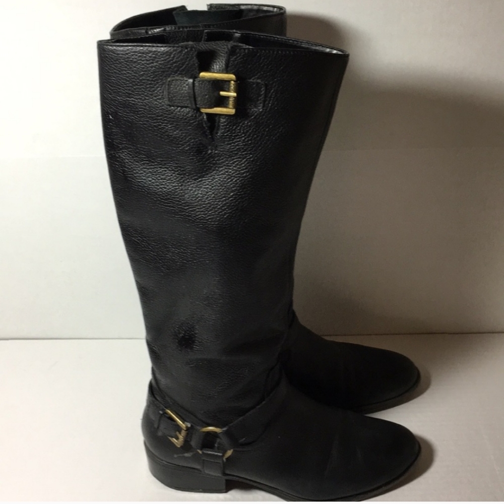 Ralph Lauren Black Tall Leather Boots